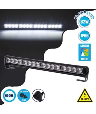 GloboStar® 85276 PRO Series Μπάρα Σήμανσης Οχήματος Ασθενοφόρου για Αυτοκίνητα & Φορτηγά 16 Προγραμμάτων Φωτισμού STROBE LED SMD 3030 32W DC 10-30V Αδιάβροχη IP66 Ψυχρό Λευκό 6000K